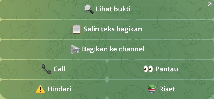 Tombol inline di bawah kartu
